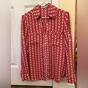 Express red butterfly print Portofino Shirt size M